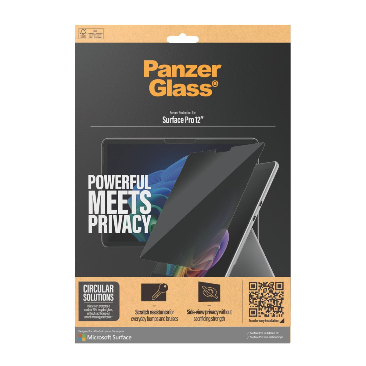 PanzerGlass® Privacy Screen Protector Microsoft Surface Pro 12” | Ultra-Wide Fit